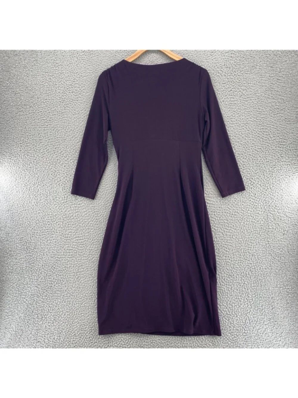 Lauren Ralph Lauren Dress Womens 6 Purple Surplice Faux Wrap 3/4 Sleeve Bodycon - Picture 3 of 11
